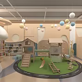 Indoor Playground With Colorful Balloons Wooden Playsets