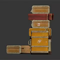 Stacked Vintage Suitcases In Different Colors With Classic Travel Luggage Design