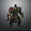 Muscular Green Skinned Man Warrior In Spiked Armor Holding Battle Axe