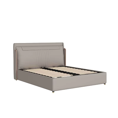 Modern Double Bed With Leather Upholstered Headboard And Sturdy Frame Design 3d model