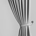Dark Gray Thick Fabric Curtains with Tiebacks for Elegant Home Interiors 3d model