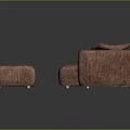 Brown Upholstered Modular Sofa Set with Sectional Design and Matching Ottoman 3d model