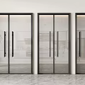 Modern Glass Double Doors With Black Frames In Interior Space Design