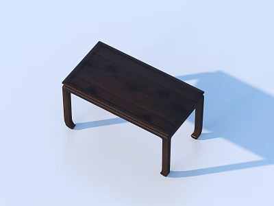 Dark Wooden Coffee Table With Simple Design And Four Legs On Light Background 3d model