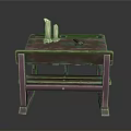 Colorful Vintage Wooden Table With Candles And Tool For Home Use