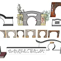 Chinese Traditional Scenic Wall Design With Arched Openings And Intricate Carved Patterns