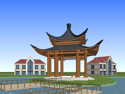 Chinese-style pavilion model