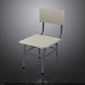 Minimalist White Chair With Blue Metal Frame Flat Backrest And Seat