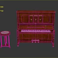 Elegant Vintage Wooden Piano with Art Supplies Table in Classic