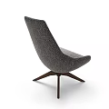 Modern Minimalist Lounge Chair with Gray Fabric Curved Backrest and Three Legged Wooden Base