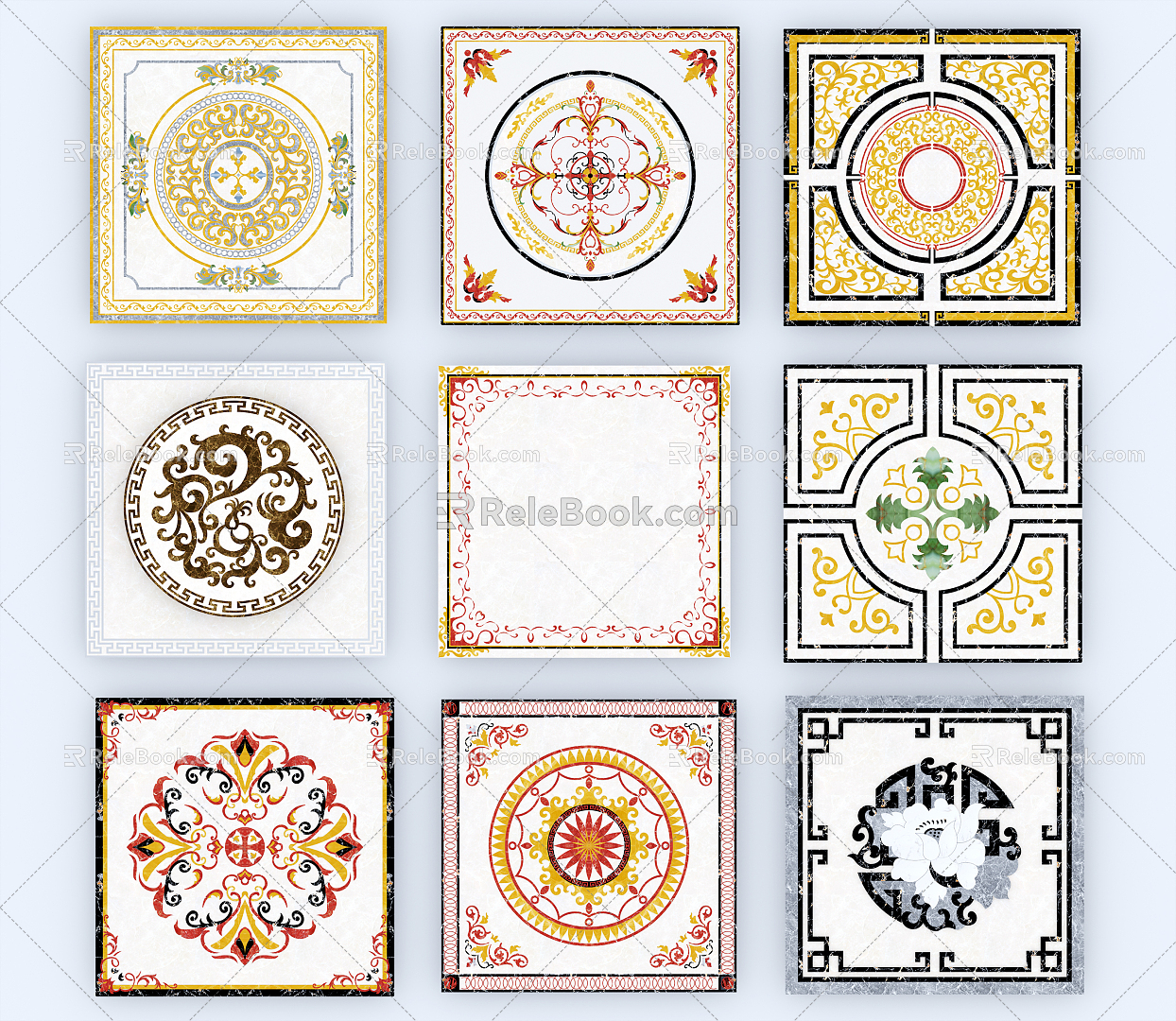 European-style tile mosaic 3d model