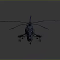 Military Transport Helicopter With Blue Rotors And Detailed Cargo Compartment Design Structure
