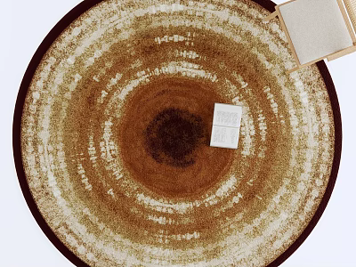 Stylish Round Rug With Brown Beige Concentric Circular Patterns And Soft Texture 3d model