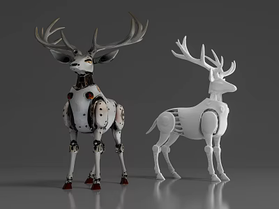 Realistic Mechanical Reptile 3D Models Featuring Metallic Texture And White Finish 3d model