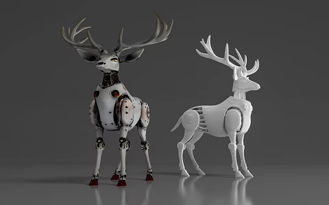 Deer Machine Animal Machine Artificial Animal Image Cartoon Game Movie Meichen Props Sci-fi Ornaments Hand-made Toys 3d model