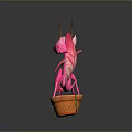 Colorful Mantis Shaped Plant With Pink Leaves Brown Pot Small Flowers And Green Leaves