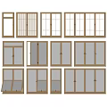 Japanese-style window combination floor-to-ceiling window balcony door and window sliding window casement window household living room bedroom window 3d model