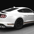 White Sports Car Featuring Black Wheels Yellow Stripes And Aerodynamic Design