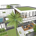 Modern Detached Villa Community With Garden Swimming Pool And Green Landscaping