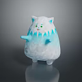 Cute Low Poly White Blue Gradient Cat Figurine With Green Eyes Blue Ears Paws