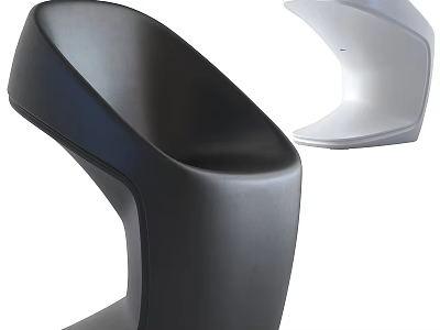 Black and White Modern Leisure Chair with Curved Design and Smooth Surface 3d model