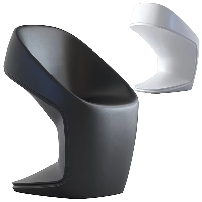 Black and White Modern Leisure Chair with Curved Design and Smooth Surface 3d model