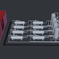 Industrial Equipment Setup With Piping Networks Storage Tanks And Control Valves
