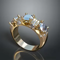 Elegant Golden Ring With Shiny Gemstones And Exquisite Metal Band Design For Daily Use