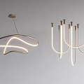 Modern LED Chandelier With Curved Sleek Design And Contemporary Lighting Fixture