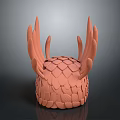 Unique Coral Pink Hat With Dragon Scale Pattern And Wing Accents 3d model