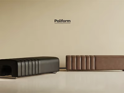 Poliform Modern Sofa Bench With Black And Brown Leather Upholstery And Striped Design 3d model