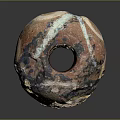 Colorful Spherical Sculpture with Intricate Textures Multicolored Surface Central Hole and Artistic Carving Details