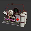 Advanced Medical Emergency Equipment With Red Cross Oxygen Cylinders And Control Panel