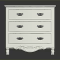 White Classic Wooden Chest of Drawers With Carved Details And Metal Handles