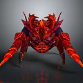 Red Spiked Fiery Lava Game Movie Character With Multi Legged Fantasy Design