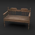 Vintage Wooden Armchair With Carved Backrest Armrests And Turned Legs