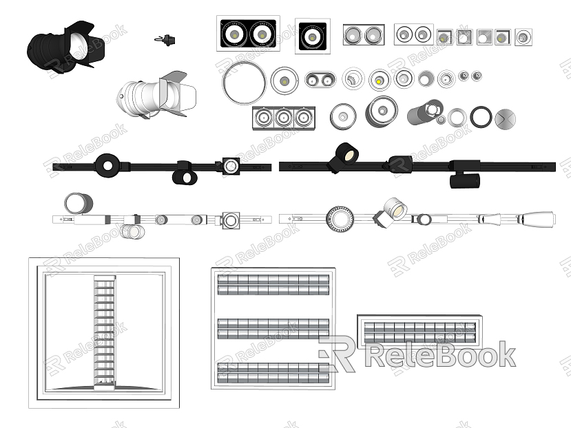 Modern lamp combination track spotlight downlight grille lamp model