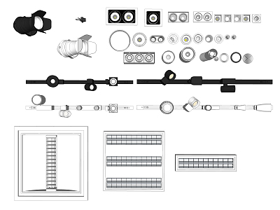 Modern lamp combination track spotlight downlight grille lamp model