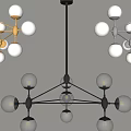 Modern Chandelier With Spherical Bulbs And Metallic Frame For Interior Decor 3d model