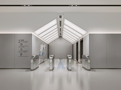 Office elevator hall guide map gate machine exhibition hall entrance 3d model