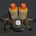 Game And Movie Character With Mechanical Multiple Arms Green Red Armor Plated Body Number 04