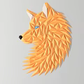 Pink Low Poly Wolf Head Wall Decor With Geometric Design And Gray Background