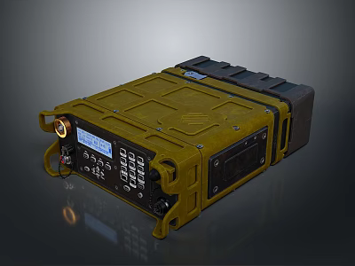 Rugged Yellow Portable Electronic Device With Display Screen Keypad And Interface Ports 3d model