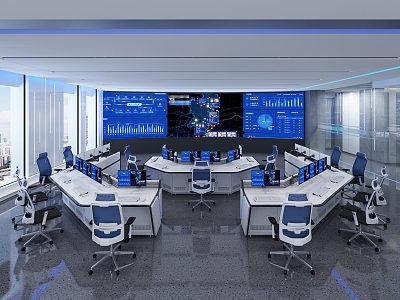 Control Room Console Technology Exhibition Hall 3d model