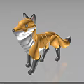 Orange And Gray Fox Character 3D Model Toy Style Detailed Design Figure
