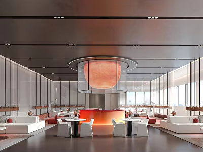 Modern Sales Office Interior Design With Reception Desk And Comfortable Seating 3d model