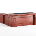 Mahogany Wooden Office Desk With Carved Details And Black Desktop Mat