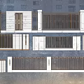 Modern Building Facade Design With White Walls Wooden Grille Railings And Green Plants Background
