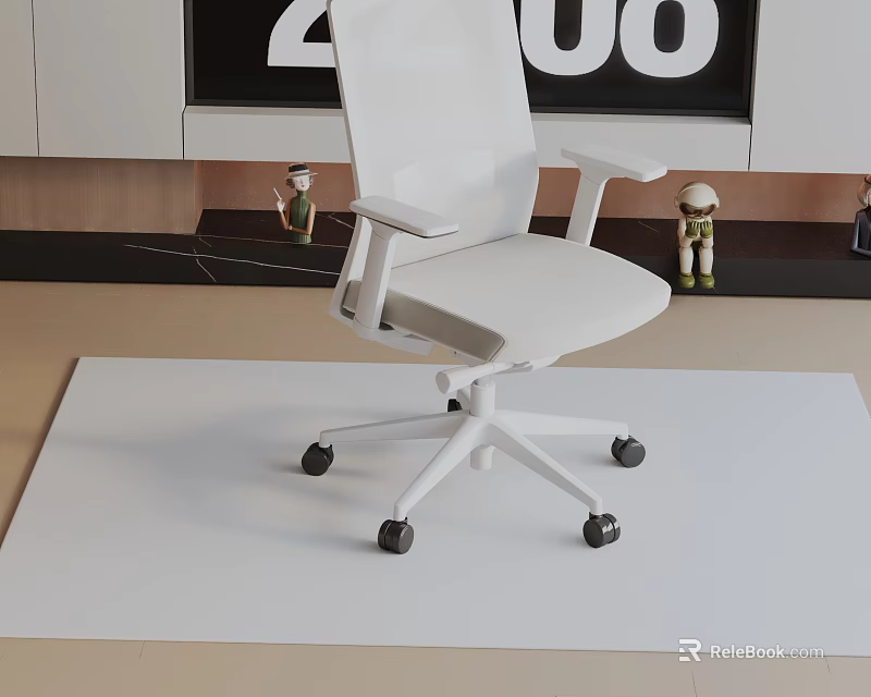 Modern White Office Chair with Adjustable Armrests Rolling Wheels and Comfortable Design 3d model