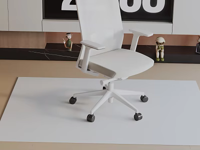 Modern White Office Chair with Adjustable Armrests Rolling Wheels and Comfortable Design 3d model